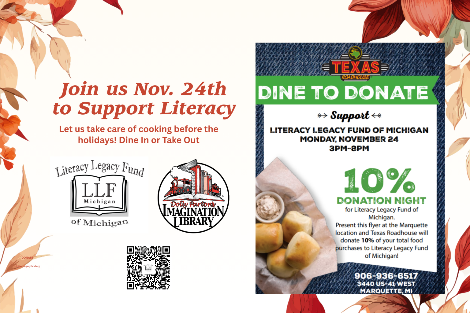 Copy of Texas Roadhouse Samples - Event E-Blast - Long Rack Cards - Table Sign (6 x 4 in)